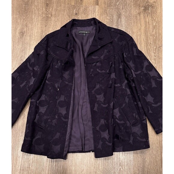 Lafayette 148 Jacket Womens Size 14 Purple Jacquard Wool Blend Coat Blazer Blake - Picture 7 of 11